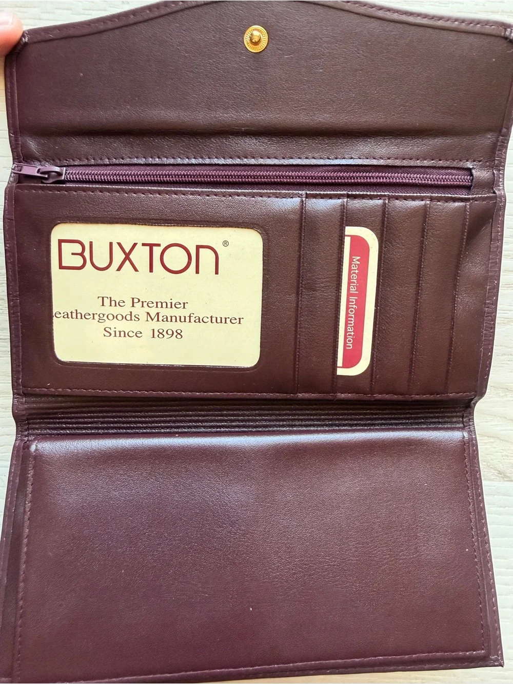 Buxton Women's Envelope Wallet Genuine Leather in Deep Plum/Maroon